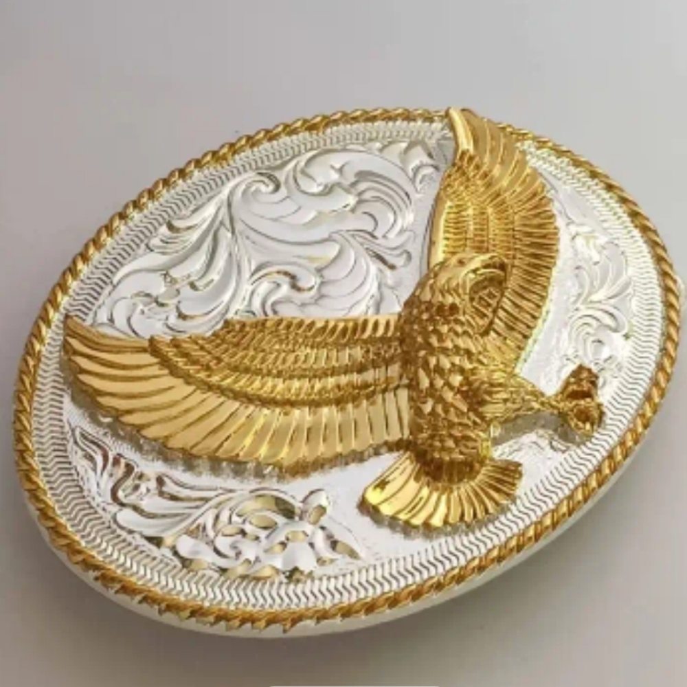 New Beautiful Gold And Silver western flying eagle hawk falcon belt buckle